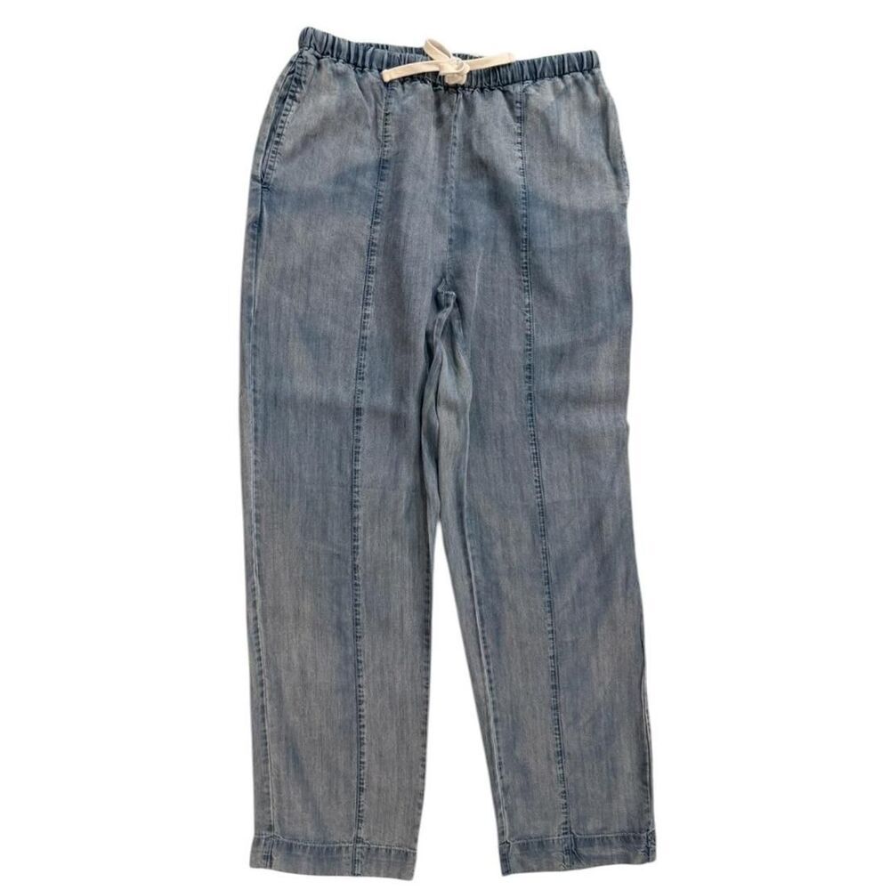 Jane + Delancey blue linen pants with elastic waistband and drawstring - Picture 1 of 4